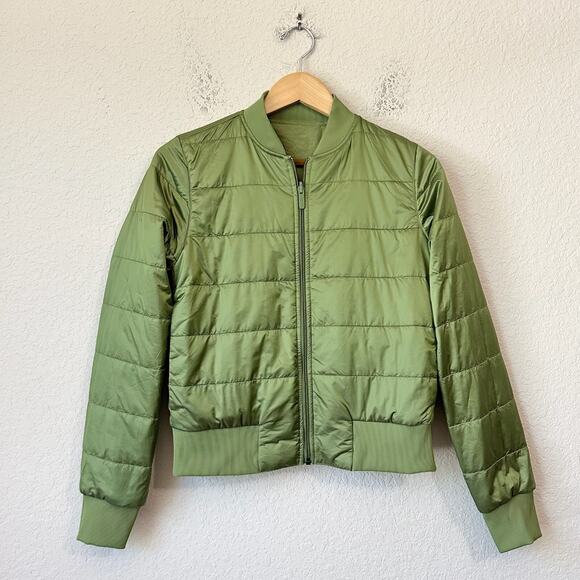 LULULEMON Non-Stop Bomber Jacket Green Foliage Insulated Reversible - Picture 2 of 16